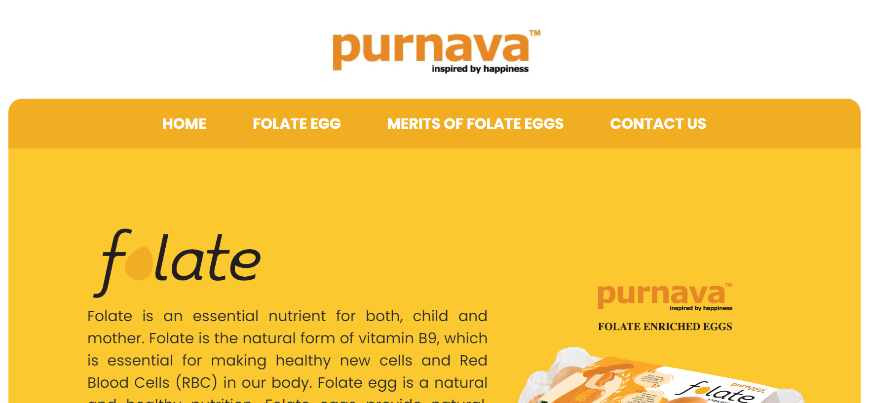 Branding Website - Purnava Folate egg